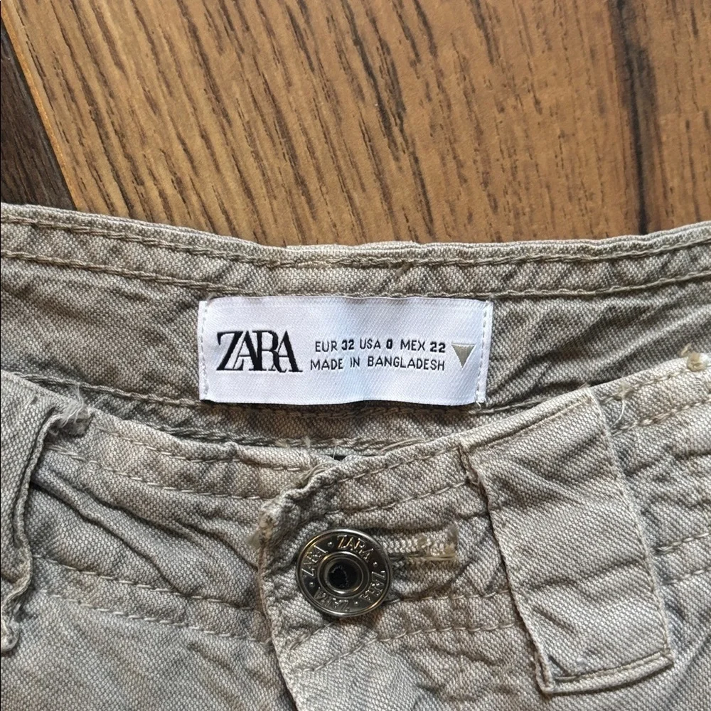 Zara Tan Cargo Pants Utility Pants Linen Lyocel Cotton Blend Women’s Size 0